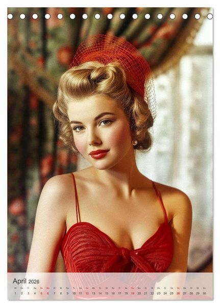 Produktbild: Retro PinUp Girls (Tischkalender 2026 DIN A5 hoch), CALVENDO Monatskalender