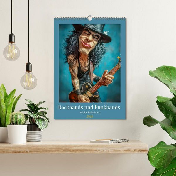 Produktbild: Rockbands und Punkbands - Witzige Karikaturen (Wandkalender 2026 DIN A3 hoch), CALVENDO Monatskalender