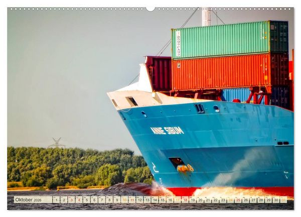 Produktbild: Containerschiffe auf der Elbe (hochwertiger Premium Wandkalender 2026 DIN A2 quer), Kunstdruck in Hochglanz