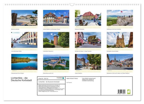 Produktbild: Lichtenfels - die Deutsche Korbstadt (Wandkalender 2026 DIN A2 quer), CALVENDO Monatskalender