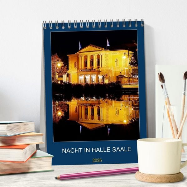 Produktbild: NACHT IN HALLE SAALE (Tischkalender 2026 DIN A5 hoch), CALVENDO Monatskalender