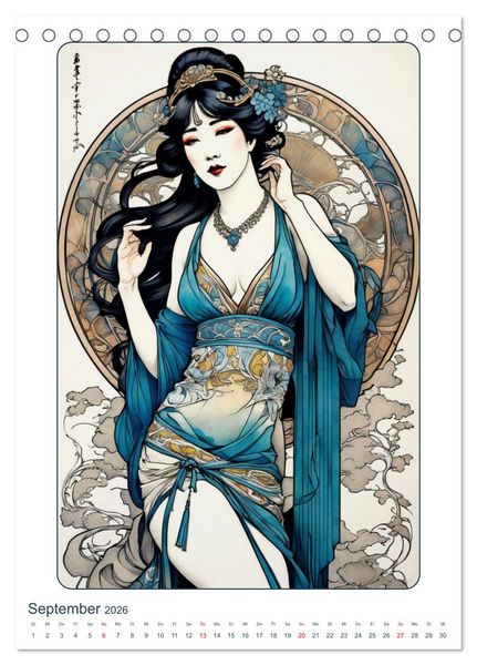 Produktbild: Frauen in Bildern im Art Nouveau-Stil (Tischkalender 2026 DIN A5 hoch), CALVENDO Monatskalender