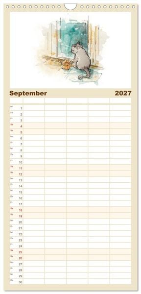 Produktbild: Familienplaner 2027 - Kleine Schnurr-Momente f&uuml;rs Herz mit 5 Spalten (Wandkalender, 21 x 45 cm) CALVENDO