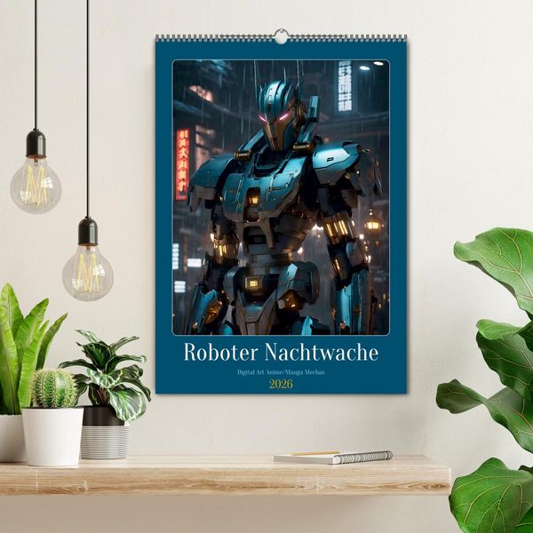 Produktbild: Roboter Nachtwache (Wandkalender 2026 DIN A2 hoch), CALVENDO Monatskalender