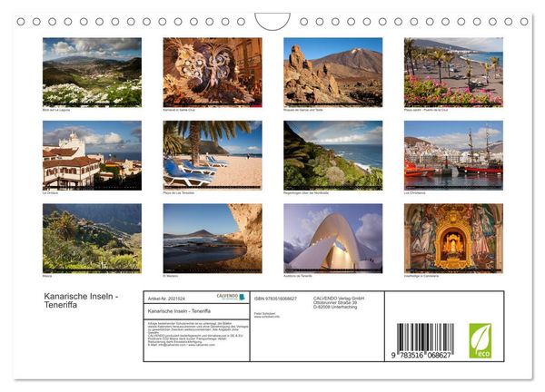 Produktbild: Kanarische Inseln - Teneriffa (Wandkalender 2026 DIN A4 quer), CALVENDO Monatskalender