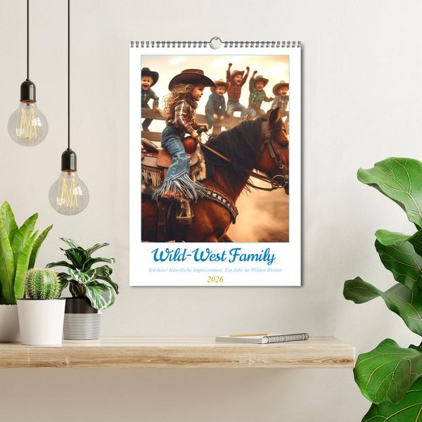 Produktbild: Wild-West Family - Yee-haw! K&uuml;nstliche Impressionen: Ein Jahr im Wilden Westen (Wandkalender 2026 DIN A3 hoch), CALVENDO Monatskalender