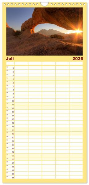 Produktbild: Familienplaner 2026 - Wildes Namibia mit 5 Spalten (Wandkalender, 21 x 45 cm) CALVENDO