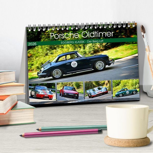 Produktbild: Porsche Oldtimer - EGGBERG KLASSIK - Der Berg ruft (Tischkalender 2026 DIN A5 quer), CALVENDO Monatskalender