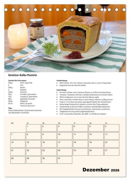 Produktbild: Der tolle Rezeptkalender (Tischkalender 2026 DIN A5 hoch), CALVENDO Monatskalender