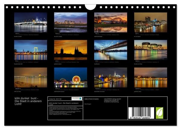 Produktbild: k&ouml;ln dunkel bunt - Die Stadt in anderem Licht! (Wandkalender 2026 DIN A4 quer), CALVENDO Monatskalender