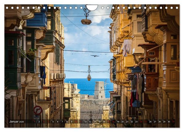 Produktbild: Valletta - Morbide Sch&ouml;nheit im Mittelmeer (Wandkalender 2026 DIN A4 quer), CALVENDO Monatskalender