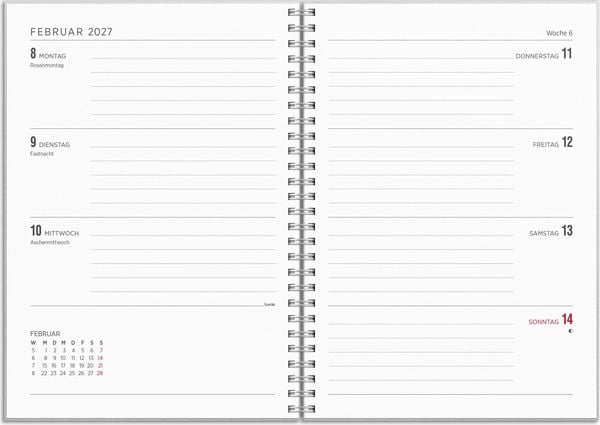 Produktbild: Kalender 26/27 Senator A5 Textil Hellgrau