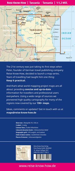 Produktbild: Reise Know-How Landkarte Tansania, Ruanda, Burundi | Tanzania, Ruanda, Burundi (1:1.200.000)