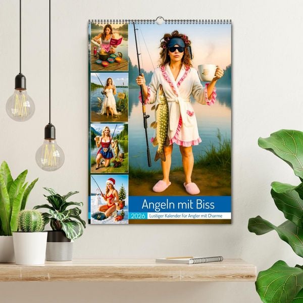 Produktbild: Angeln mit Biss - Lustiger Kalender f&uuml;r Angler mit Charme (Wandkalender 2026 DIN A2 hoch), CALVENDO Monatskalender