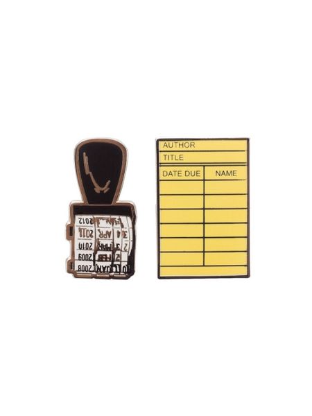 Produktbild: Library Card and Stamp Enamel Pin Set - Pin Set of 2