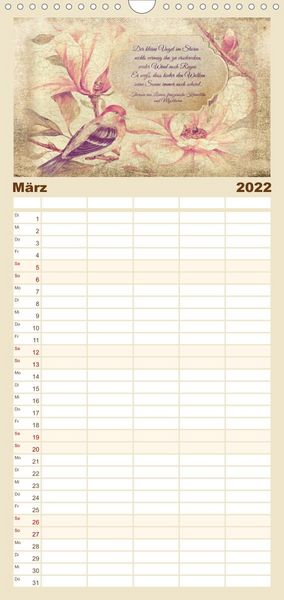 Produktbild: Poetische Romantik - Familienplaner hoch (Wandkalender 2022 , 21 cm x 45 cm, hoch)