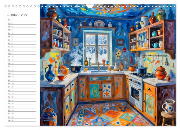 Produktbild: K&uuml;chenrausch - Ein farbstarker K&uuml;chenkalender im expressiven Stil (Wandkalender 2027 DIN A3 quer), CALVENDO Monatskalender