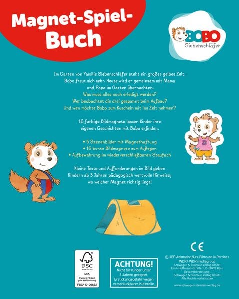 Produktbild: Bobo Siebenschl&auml;fer Magnet-Spielbuch f&uuml;r Kinder ab 3 Jahren