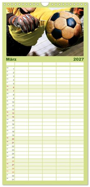 Produktbild: Familienplaner 2027 - Fu&szlig;ball - pure Leidenschaft mit 5 Spalten (Wandkalender, 21 x 45 cm) CALVENDO