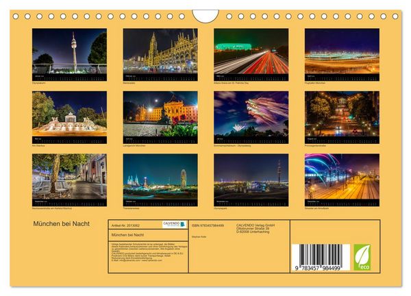 Produktbild: M&uuml;nchen bei Nacht (Wandkalender 2026 DIN A4 quer), CALVENDO Monatskalender