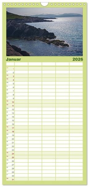 Produktbild: Familienplaner 2026 - Irlands vielf&auml;ltige Landschaften mit 5 Spalten (Wandkalender, 21 x 45 cm) CALVENDO