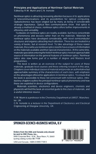 Produktbild: Principles and Applications of Nonlinear Optical Materials