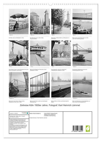 Produktbild: Zeitreise K&ouml;ln 1930er Jahre. Fotograf: Karl Heinrich L&auml;mmel (hochwertiger Premium Wandkalender 2026 DIN A2 hoch), Kunstdruck in Hochglanz