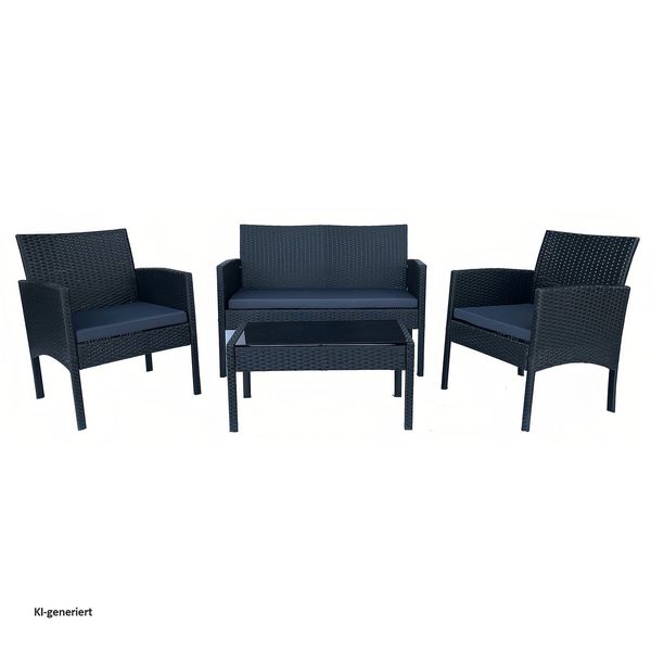 Produktbild: HTI-Living 4-teiliges Polyrattan Lounge-Set mit Tisch 4-teiliges Polyrattan Lounge-Set mit Tisch