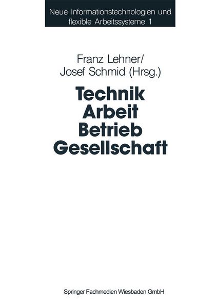 Produktbild: Technik Arbeit Betrieb Gesellschaft