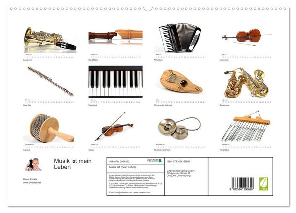 Produktbild: Musik ist mein Leben (hochwertiger Premium Wandkalender 2026 DIN A2 quer), Kunstdruck in Hochglanz