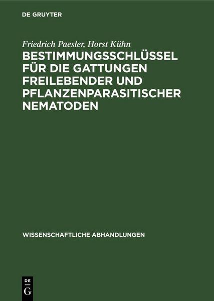Produktbild: Bestimmungsschl&uuml;ssel f&uuml;r die Gattungen freilebender und pflanzenparasitischer Nematoden