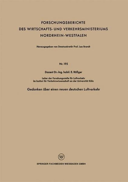 Produktbild: Gedanken &uuml;ber einen neuen deutschen Luftverkehr