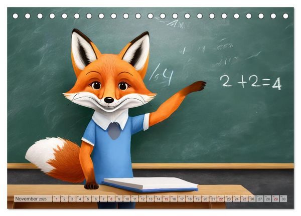 Produktbild: Schlaufuchs - Abenteuer Schule (Tischkalender 2026 DIN A5 quer), CALVENDO Monatskalender