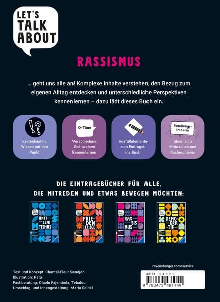 Produktbild: Let's talk about - Rassismus. Dein Eintragebuch