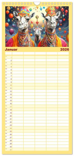 Produktbild: Familienplaner 2026 - Zirkusfantasien - Bezaubernd fremdartig mit 5 Spalten (Wandkalender, 21 x 45 cm) CALVENDO