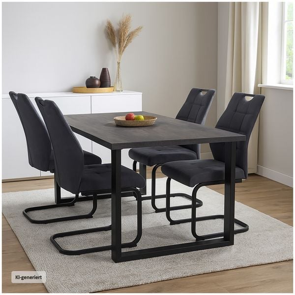 Produktbild: HTI-Living Modernes 4er Set dunkelgraue Schwingst&uuml;hle f&uuml;r Esszimmer und K&uuml;che