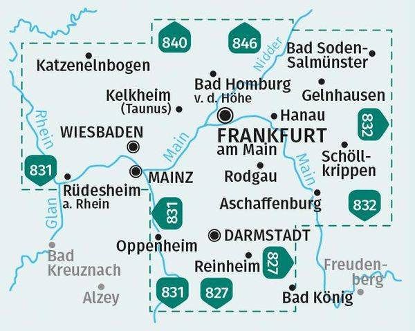 Produktbild: KOMPASS Wanderkarten-Set 828 Frankfurt u.Umgebung (2 Karten) 1:50.000