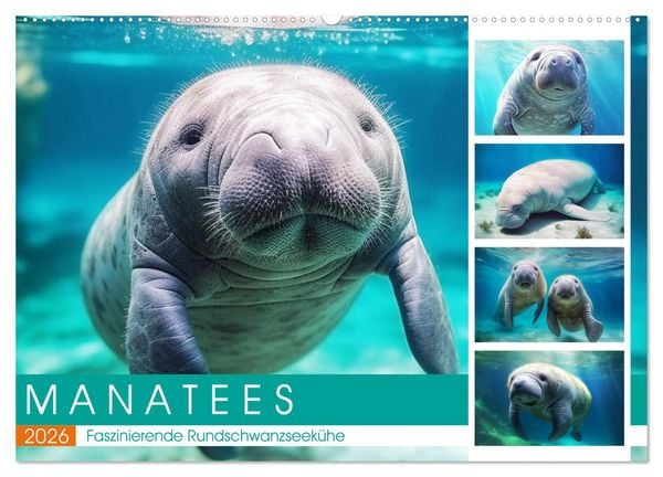 Manatees. Faszinierende Rundschwanzseekühe (Wandkalender 2026 DIN A2 quer), CALVENDO Monatskalender