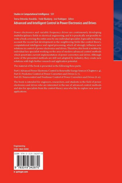 Produktbild: Advanced and Intelligent Control in Power Electronics and Drives