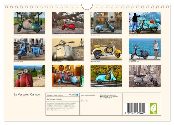 Produktbild: La Vespa en Cartoon (Calendrier mural 2026 DIN A4 vertical), CALVENDO calendrier mensuel