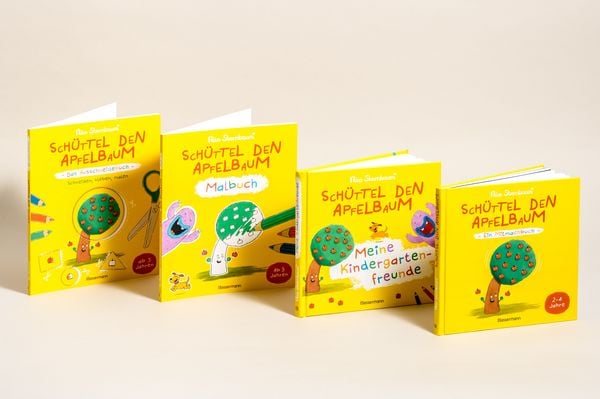 Produktbild: Schüttel den Apfelbaum - Ein Mitmachbuch. Für Kinder von 2 bis 4 Jahren. Schaukeln, schütteln, pusten, klopfen und sehen was passiert.