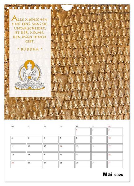 Produktbild: BUDDHAS ZITATE Buddhistische Weisheiten (Wandkalender 2026 DIN A4 hoch), CALVENDO Monatskalender