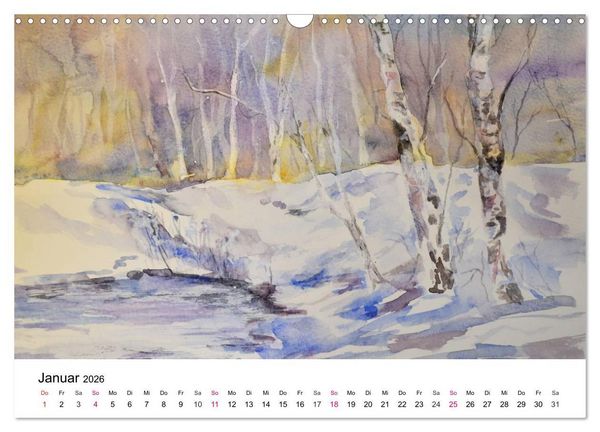 Produktbild: Mit Aquarellen durch das Jahr (Wandkalender 2026 DIN A3 quer), CALVENDO Monatskalender