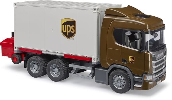 Bruder - Scania Super 560R UPS Logistik-LKW mit Mitnahmestapler