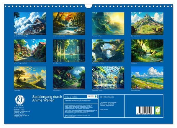 Produktbild: Spaziergang durch Anime Welten (Wandkalender 2026 DIN A3 quer), CALVENDO Monatskalender