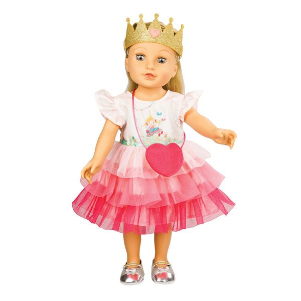 Produktbild: Puppenkleid ''Prinzessin Emily'' mit Herztasche und Krone, Gr. 35-45 cm