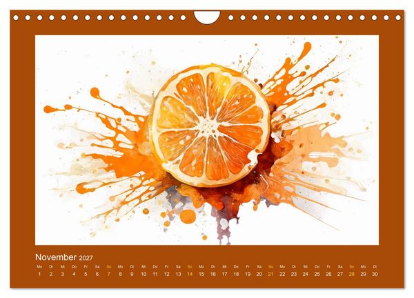 Produktbild: Fr&uuml;chte in Wasserfarben - Fruchtige KI-Kunst f&uuml;r das ganze Jahr (Wandkalender 2027 DIN A4 quer), CALVENDO Monatskalender
