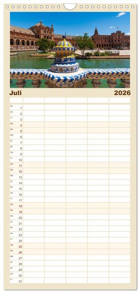 Produktbild: Familienplaner 2026 - Sevilla - Unterwegs in Spanien mit 5 Spalten (Wandkalender, 21 x 45 cm) CALVENDO