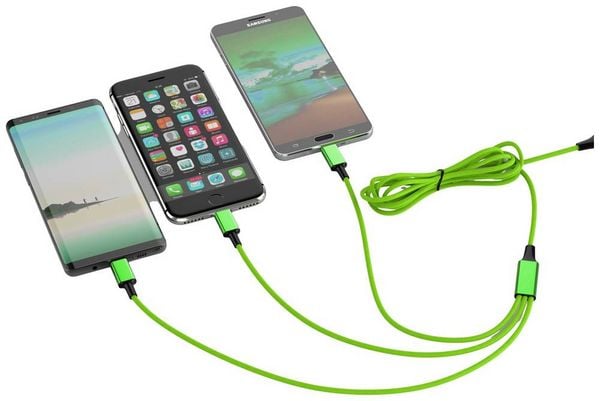 Produktbild: Smrter USB-Ladekabel USB 2.0 Apple Lightning Stecker, USB-A Stecker, USB-C&reg; Stecker, USB-Micro-B Stecker 1.20m Gr&uuml;n mit