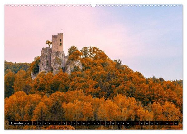 Produktbild: Unterwegs auf der fr&auml;nkischen Burgenstra&szlig;e (hochwertiger Premium Wandkalender 2026 DIN A2 quer), Kunstdruck in Hochglanz